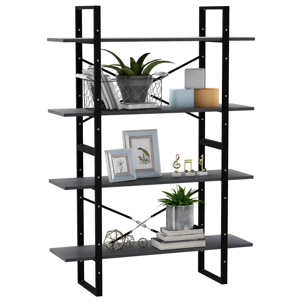 Libreria a 4 Ripiani Grigia 100x30x140 cm in Massello di Pino 806484