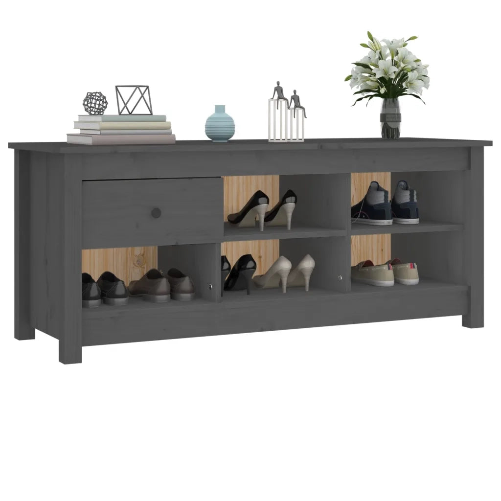 Scarpiera-Scaffale per scarpe-Armadietto contenitore Grigia 110x38x45,5 cm in Legno Massello di Pino