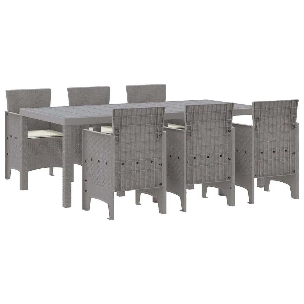 Set da Pranzo per Giardino 7 pcs Grigio Chiaro Polipropilene 3378731