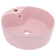Lavabo di lusso con troppopieno lavabo da appoggio lavabo da bagno stanza da trucco casa 36x13 cm ceramica rosa opaca 02_0002774