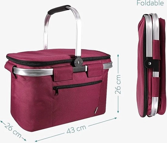 Borsa per spesa \ contenitore per alimenti, zaino per frutta, valigetta per picnic, 44 x 27,5 x 6 cm