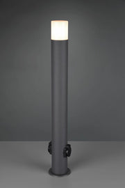 HOOSIC PALO DA ESTERNO ALTO FUSIONE DI ALLUMINIO ANTRACITE CON 2 PRESE SCHUKO ALLA BASE IP44 H.80CM 1 LUCE ATTACCO E27