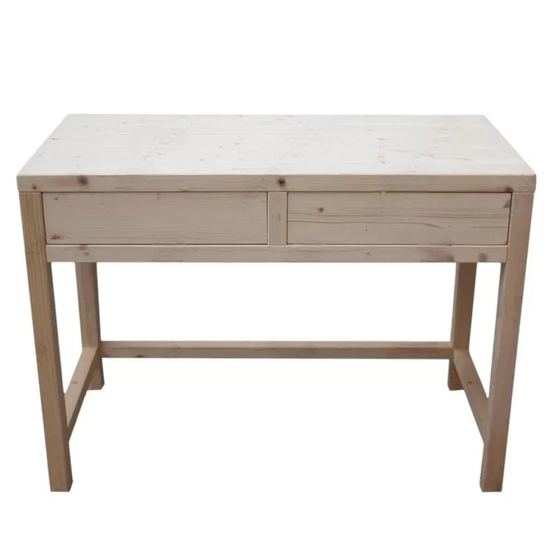 Scrivania 2 cassetti shabby bianco legno massello di abete 110x55x80 (3319) - Mobili 2G