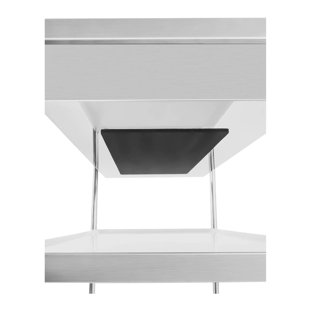 Carrello di servizio in acciaio inox con 2 vassoi e 1 contenitore portata max 500 kg tubi tondi 14_0005025