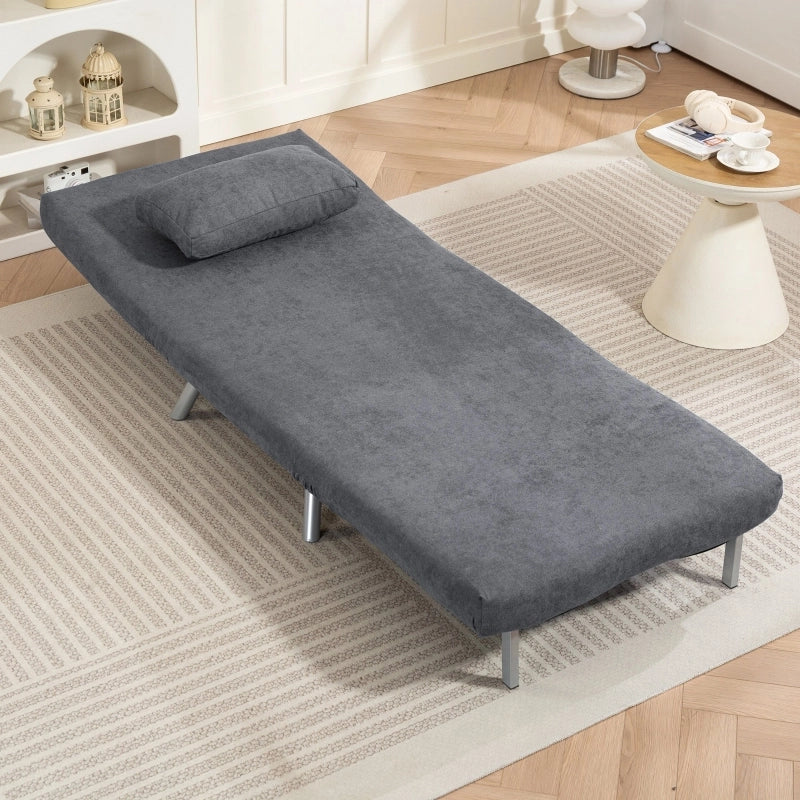 POLTRONA LETTO 190 cm Grigio Scuro in Metallo con cuscino