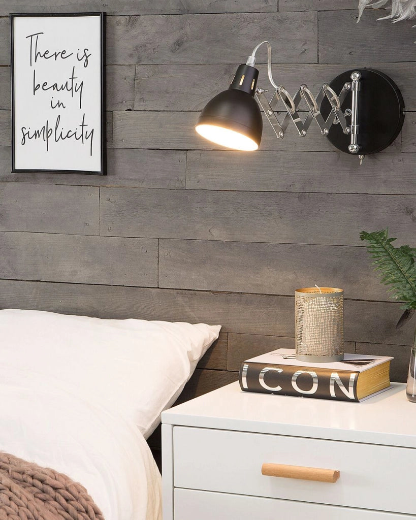 Set di 2 lampade da parete applique estensibili metallo nero 33 cm orientabile industriale