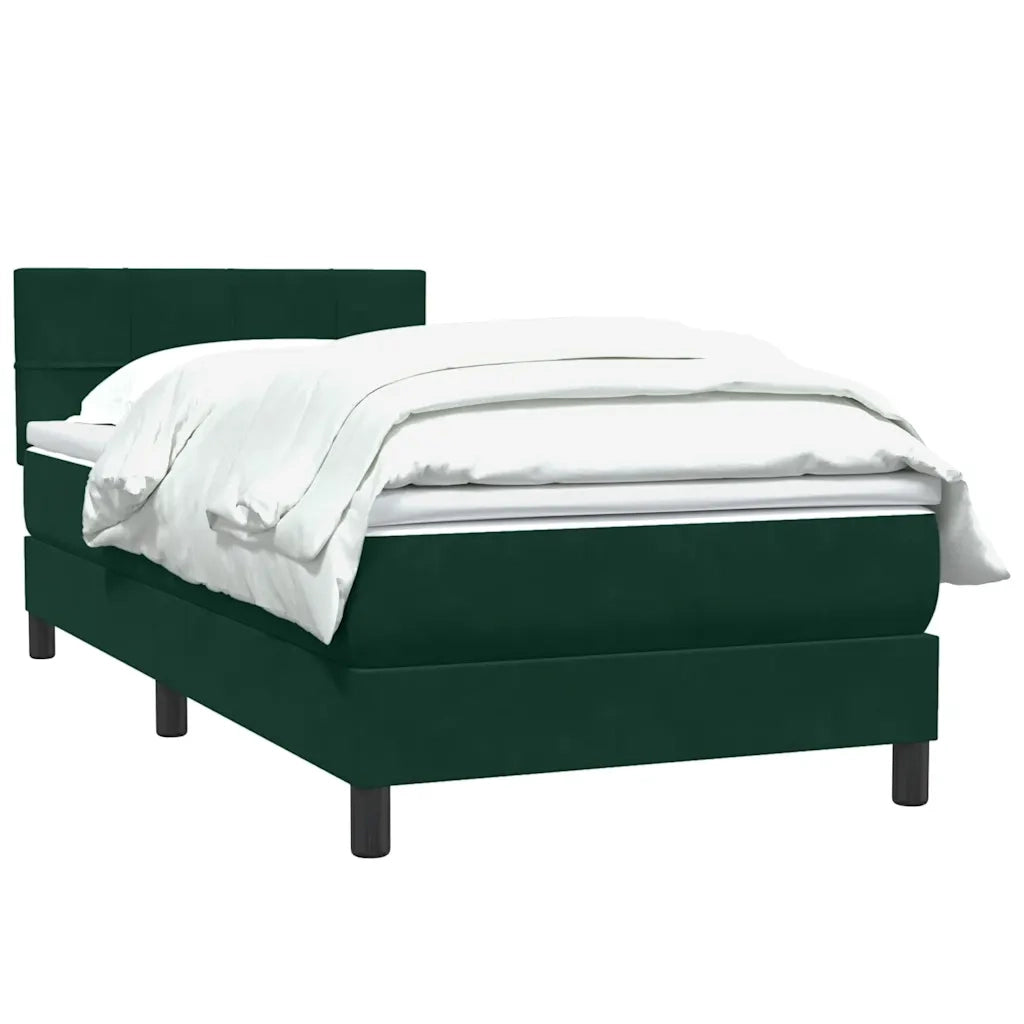 Giroletto a Molle con Materasso Verde Scuro 80x220 cm Velluto