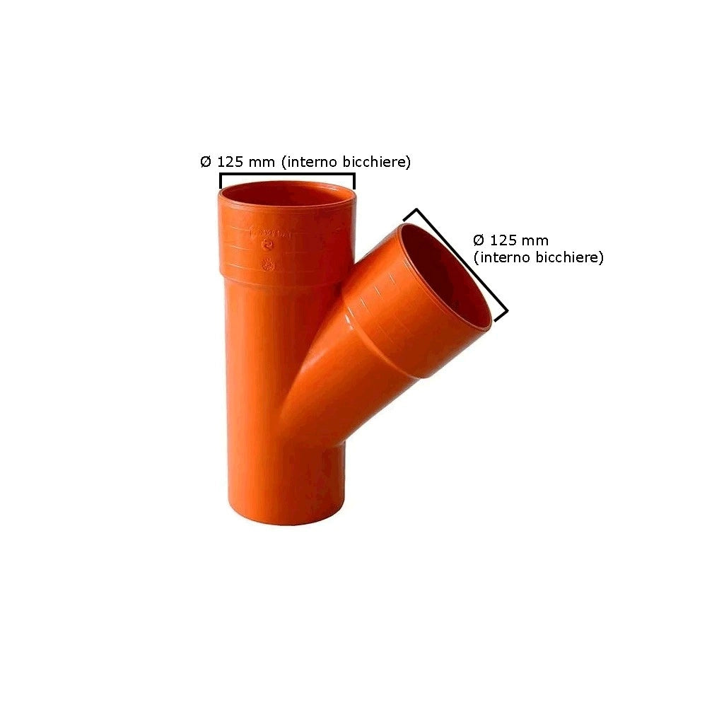 Derivazione 45° in pvc : Colore - Arancio, Diametro - 125