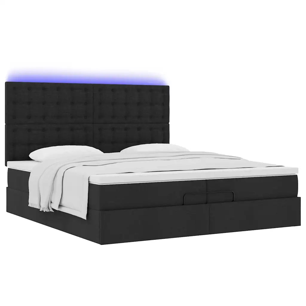 vidaXL Struttura Letto Pouf con Materassi Nero 200x200 cm in Tessuto