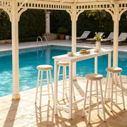 Tavolo da pranzo con struttura in metallo e piano in MDF per cucina e bar, piedini regolabili, portata 150 kg, bianco, 140 × 100 × 40 cm