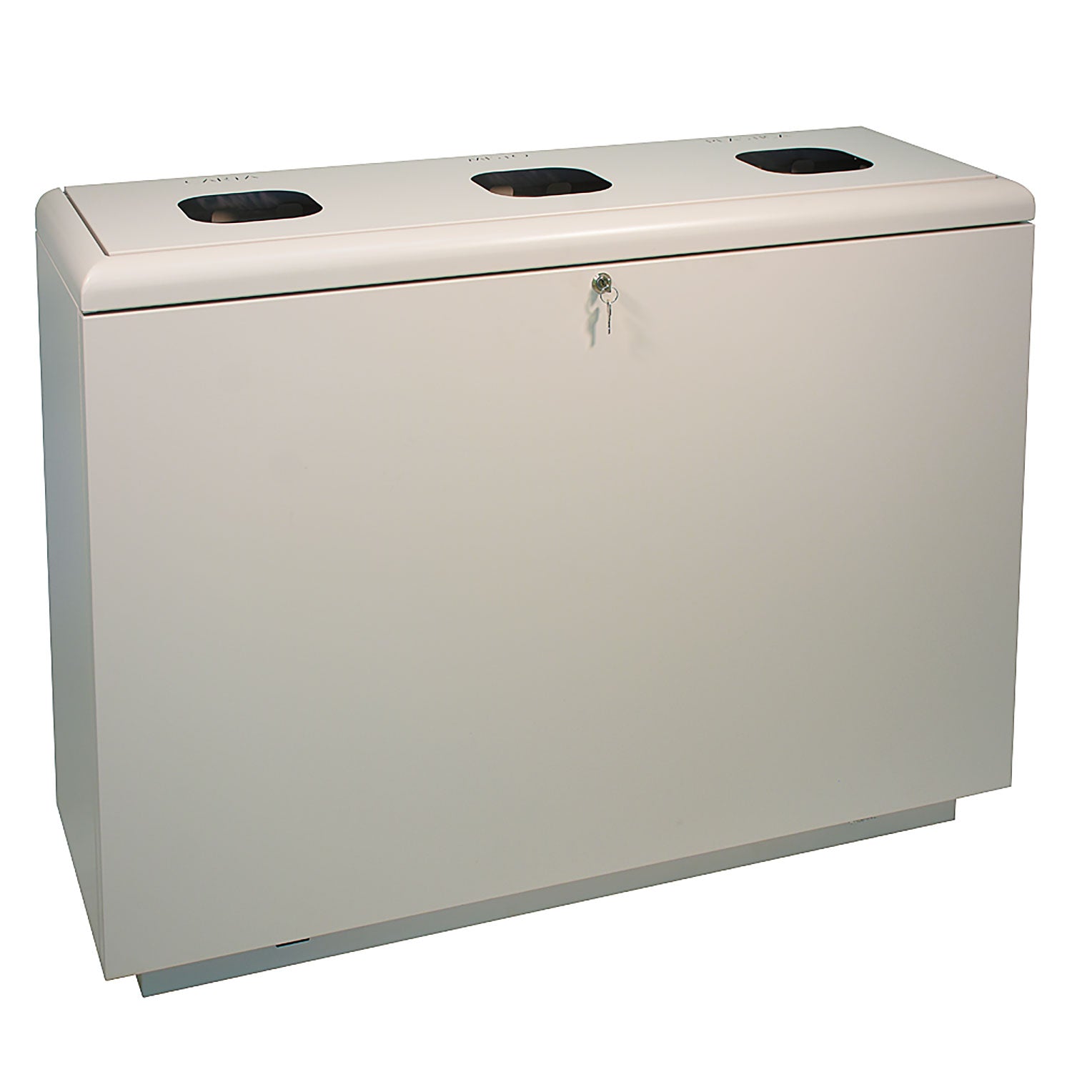 Mobile per Raccolta Differenziata 3 Scomparti con Apertura Frontale 120x40x90 cm in Acciaio Beige