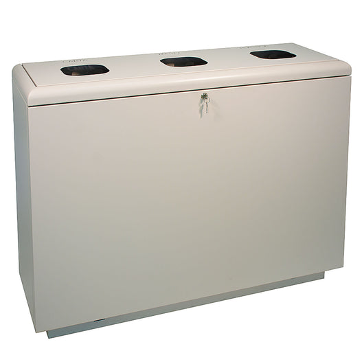 Mobile per Raccolta Differenziata 3 Scomparti con Apertura Frontale 120x40x90 cm in Acciaio Beige