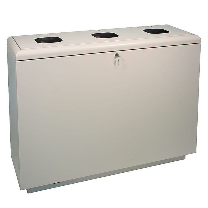 Mobile per Raccolta Differenziata 3 Scomparti con Apertura Frontale 120x40x90 cm in Acciaio Beige