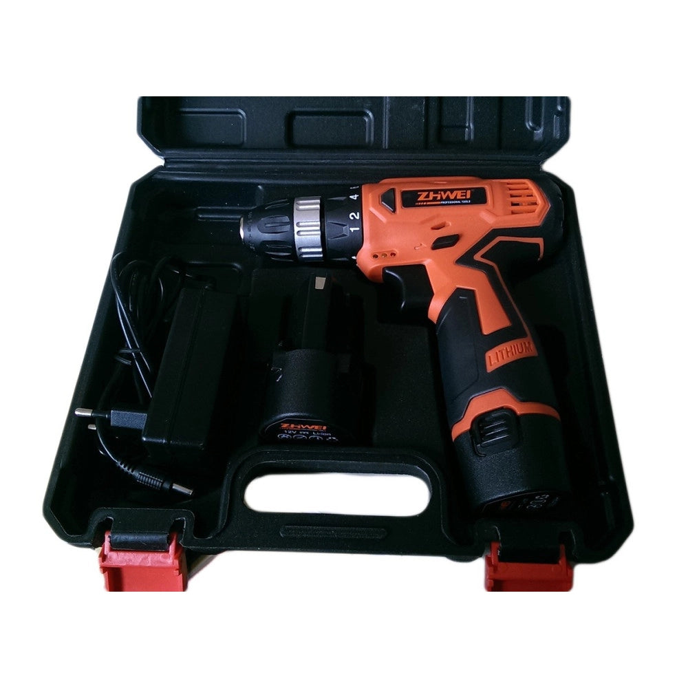 Trade Shop - Trapano Avvitatore A Batteria Ricaricabile 2 Batterie 12 Volt Mandrino 10mm -