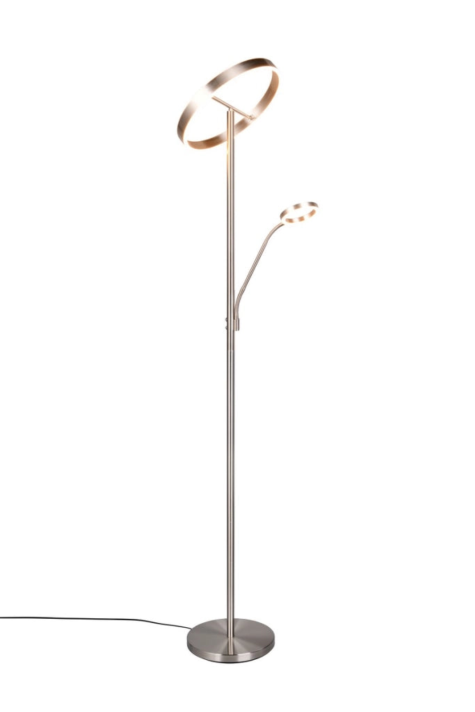 Lampada da terra moderna nichel opaco lettura LED 39W Willis Trio