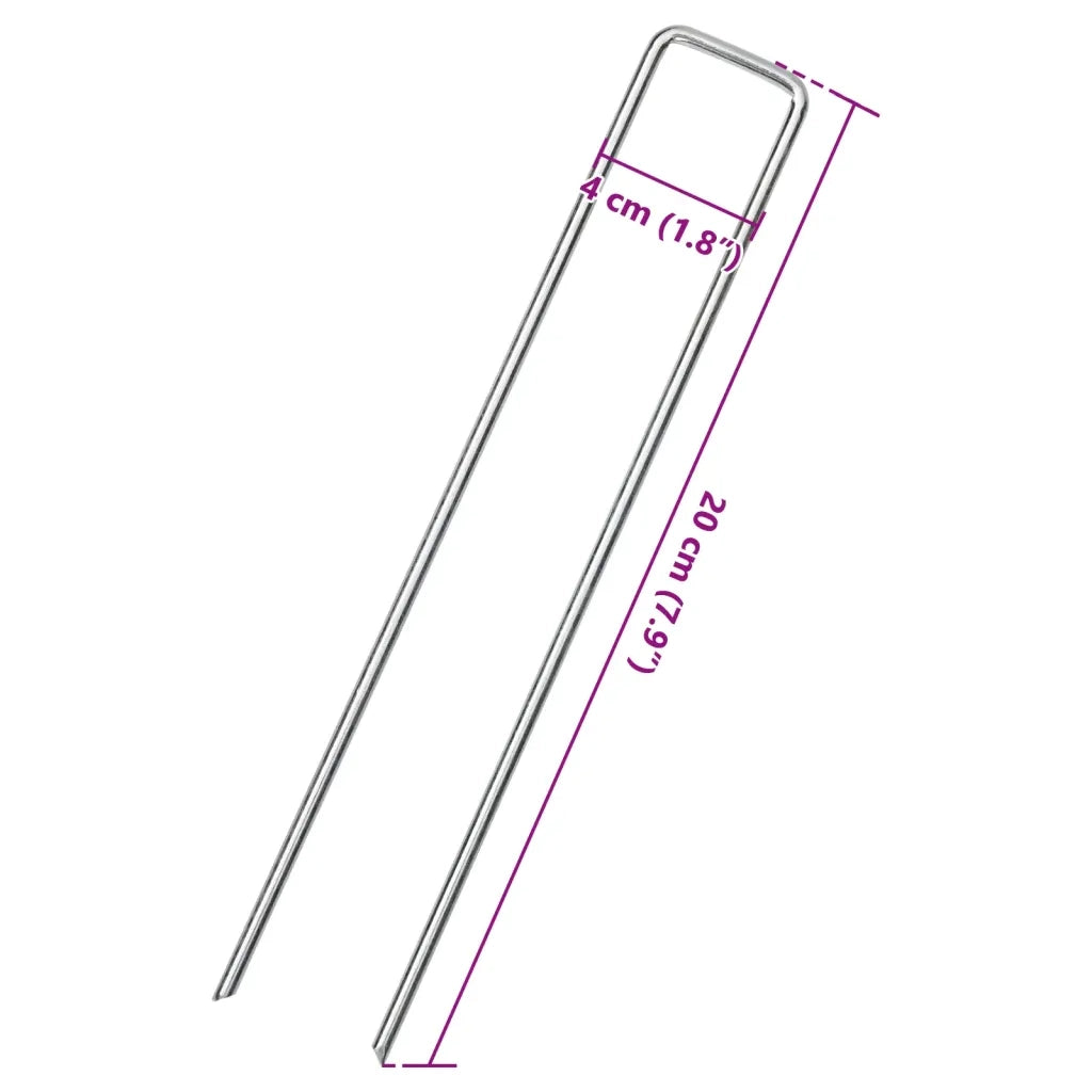 Picchetti da Terra a Forma di U 50pz 20x4 cm in Acciaio Zincato 4009362
