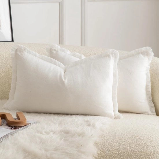 Set di 2 cuscini di cotone neutri - decorativi - 30 x 50 cm - bianco crema