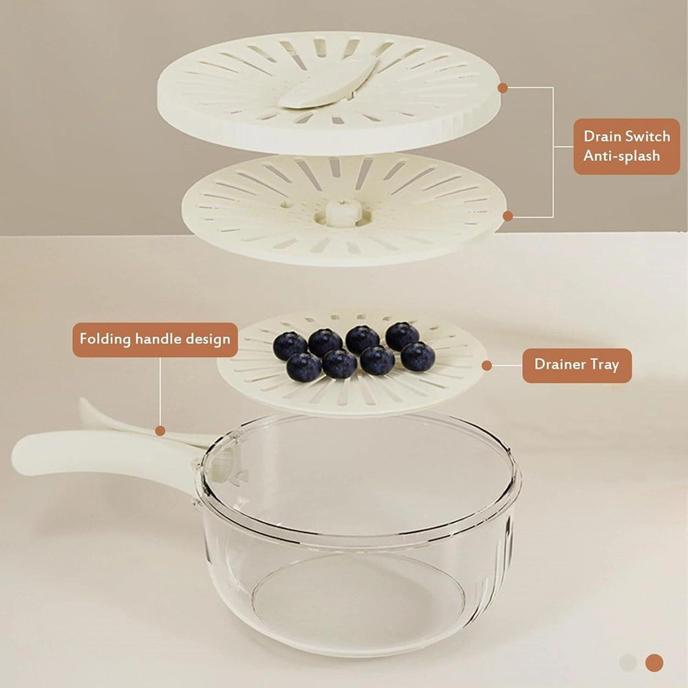 Trade Shop - Cestino Multifunzione Per Lavare Conservare Frutta Verdura Centrifuga Manico Pieghevole -