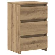 Set di 2 Comodini | Armadio da Notte | Mobiletto da notte Rovere Artigianale 40x35x62,5 cm Legno Multistrato