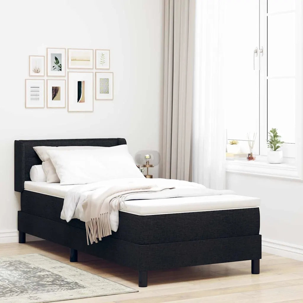 Letto a molle con testiera Nero 190 x 90 cm Tessuto 3341015