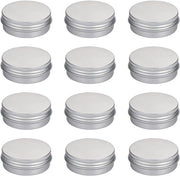 12 contenitori in alluminio a forma rotonda con coperchi a viti, argento, contenuto 30 ml - ideali per viaggi e DIY cosmetica
