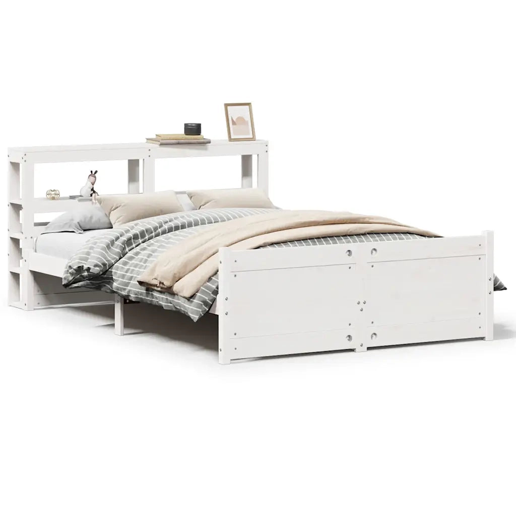 vidaXL Giroletto con Testiera Bianco 150x200 cm Legno Massello di Pino