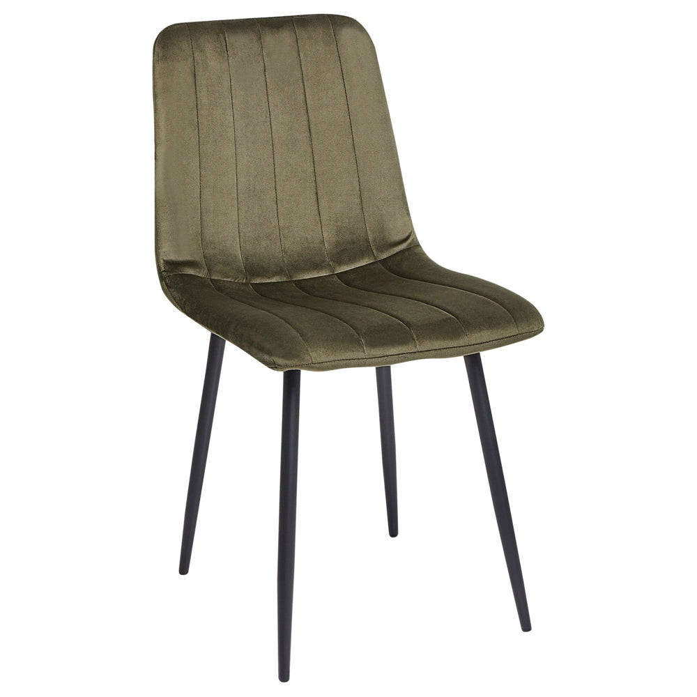 Set di 4 sedie da pranzo in velluto verde oliva Gambe in ferro stile moderno