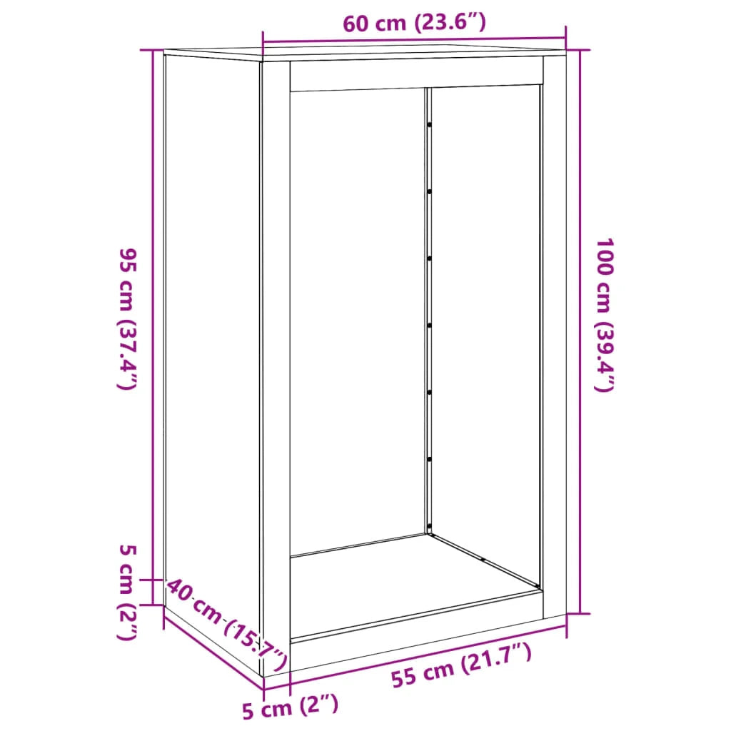 Portalegna 60 x 40 x 100 cm marrone acciaio inox 02_0043724