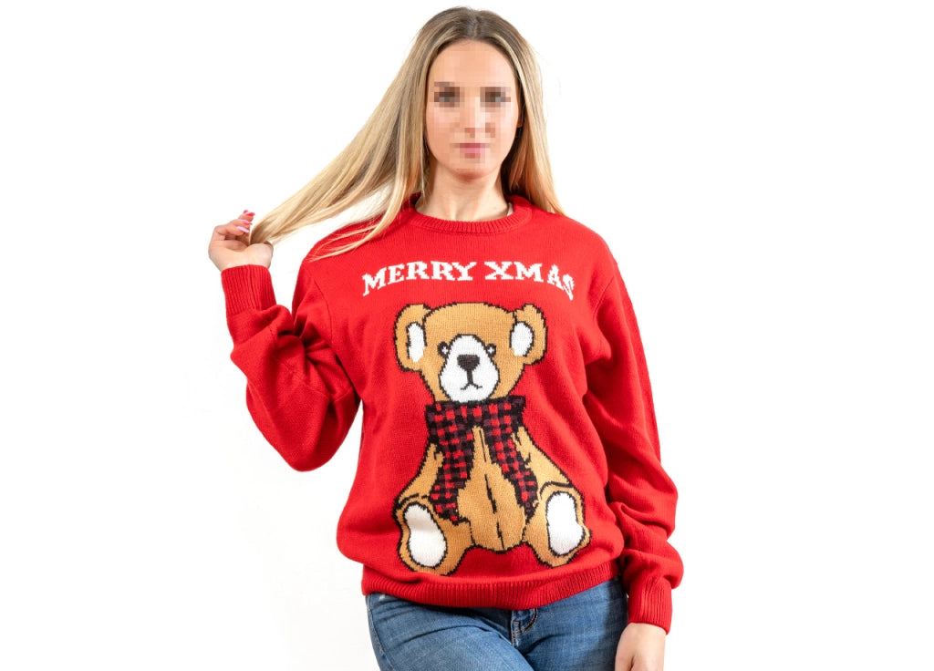Maglione Natalizio Maglioncino Xmas Pullover Girocollo Winter Per Adulto - L - Xmas Teddy