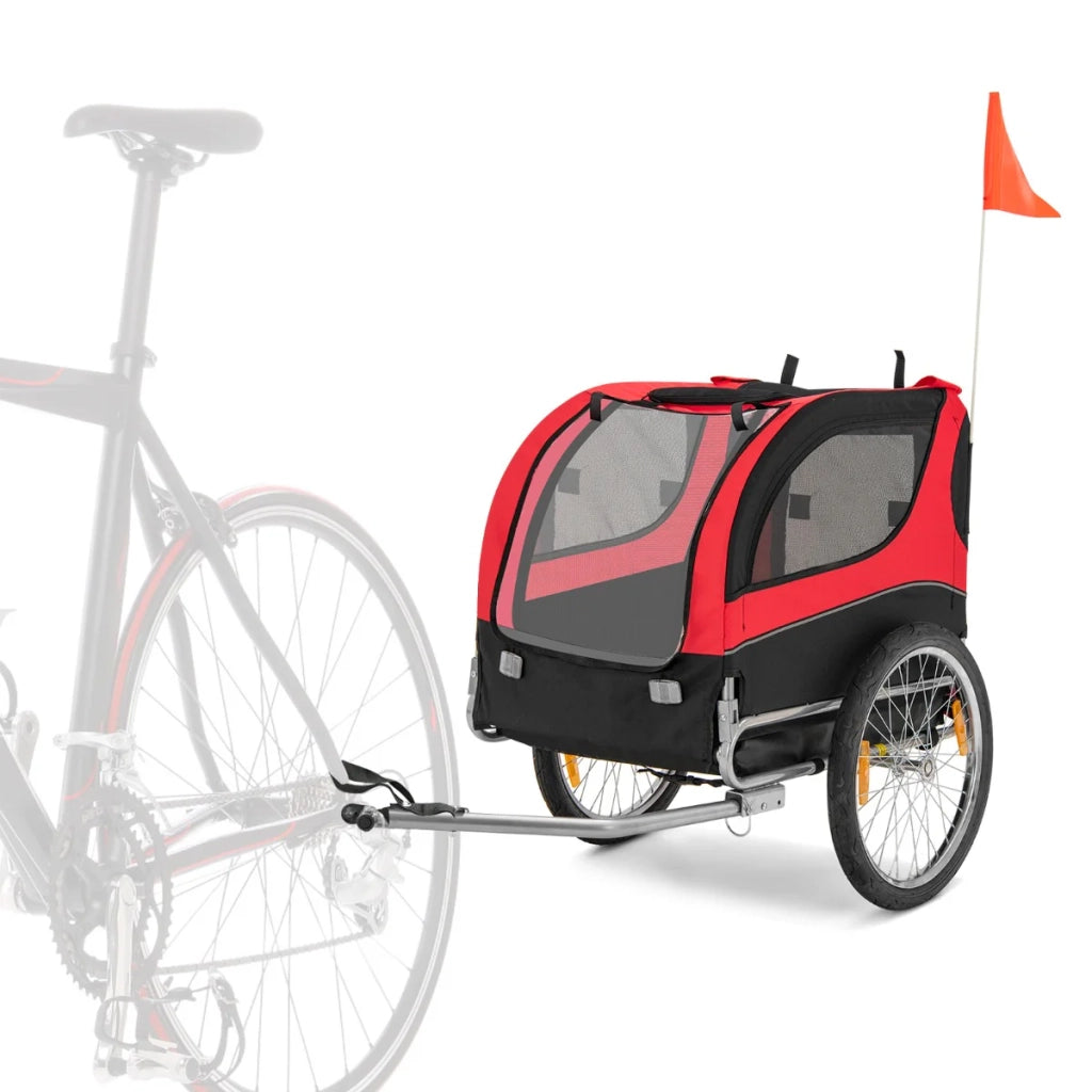 Rimorchio pieghevole per bicicletta per animali domestici dimensioni 135 x 60,5 x 95 cm sicurezza ottimizzata design moderno in tessuto Oxford rosso codice articolo 20_0020045.