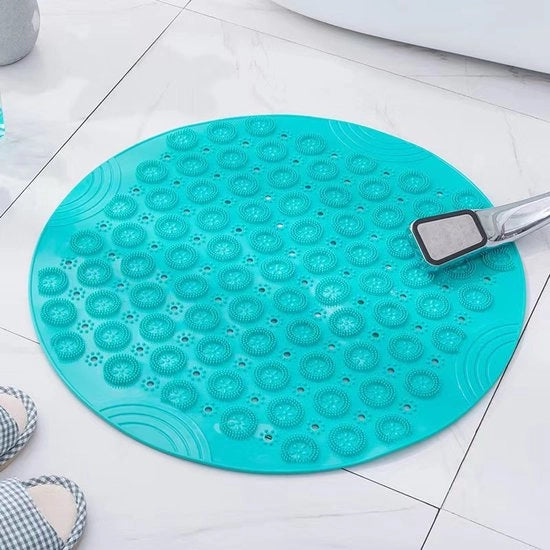 Matte ronde in PVC con trattamento antiscivolo con drenaggio vacuomachine lavabile (55 x 55 cm, verde)