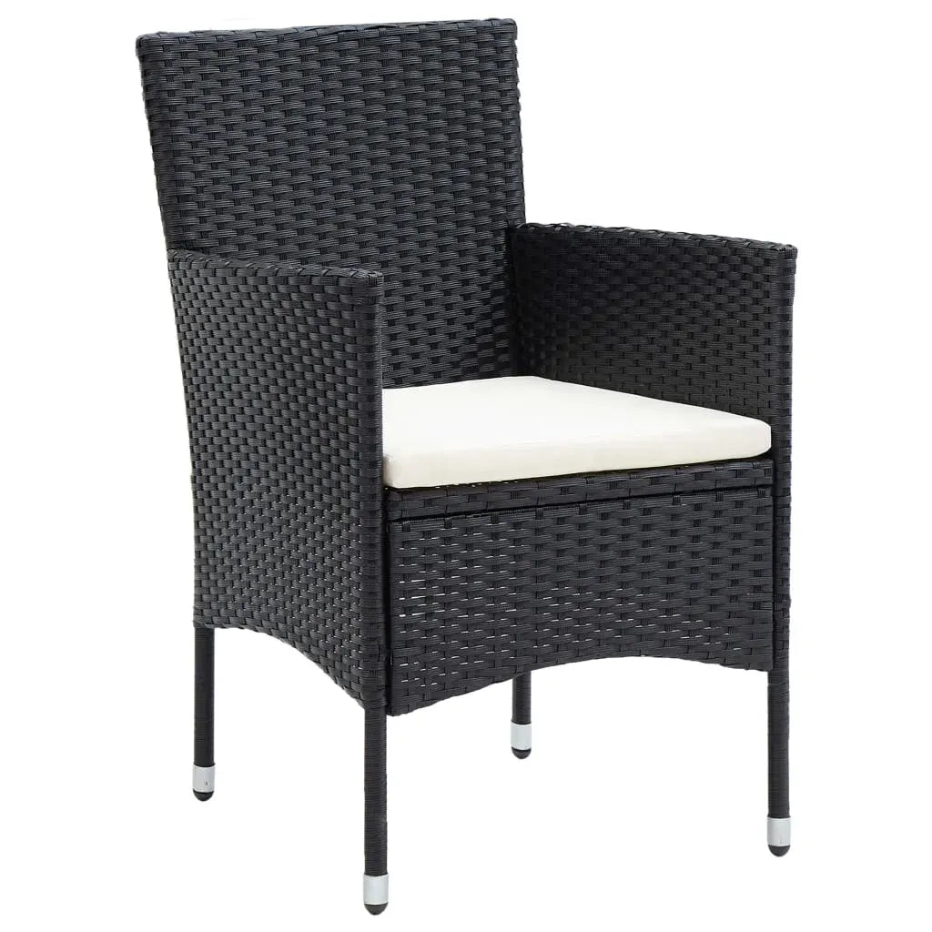 Set da Pranzo per Giardino 7 pz con Cuscini Polyrattan Nero 3095012