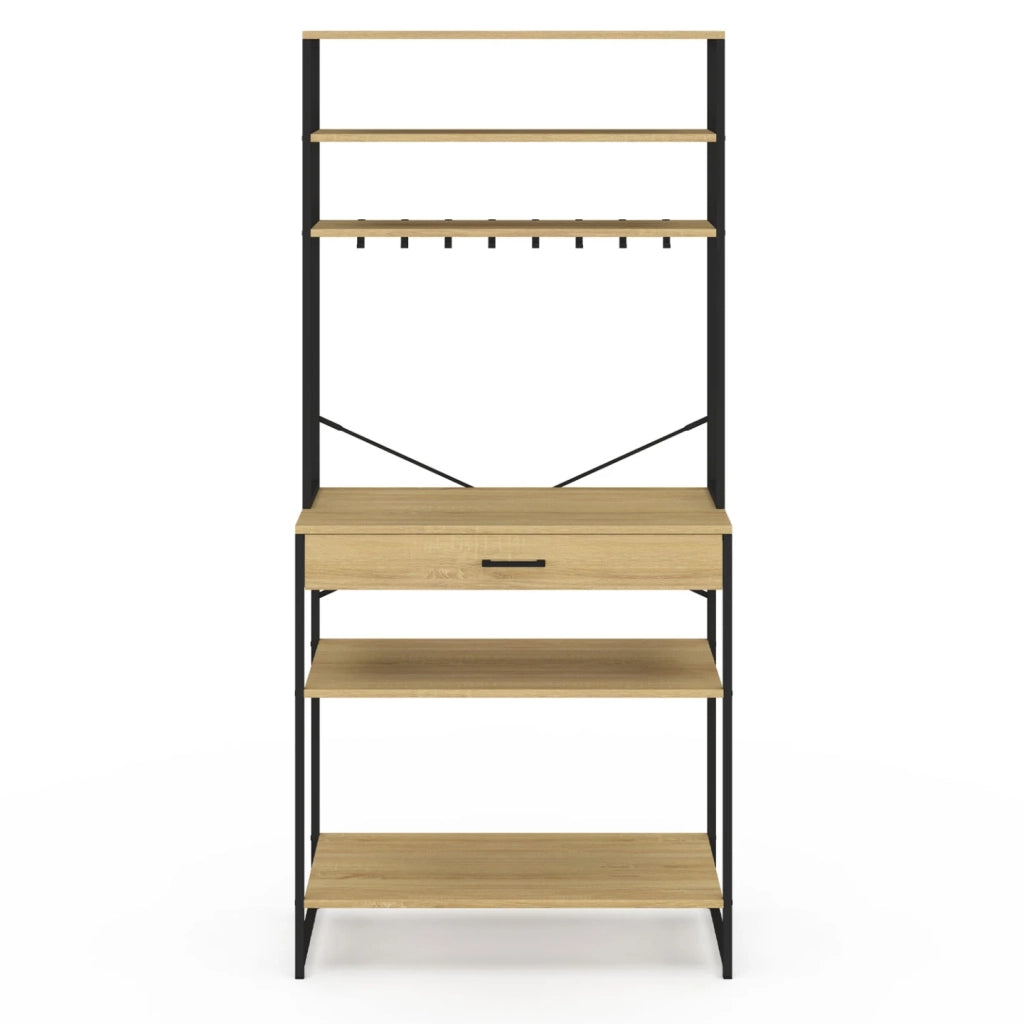 IDMarket - DETROIT scaffale da cucina da 80 cm con cassetto e ganci dal design industriale