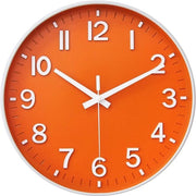 HZDHCLH 20cm orologio da parete silenzioso senza tic con lancetta seconda in vetro con cifre arabe per ufficio, classe, casa, soggiorno, camera da letto (arancione, 20 cm)