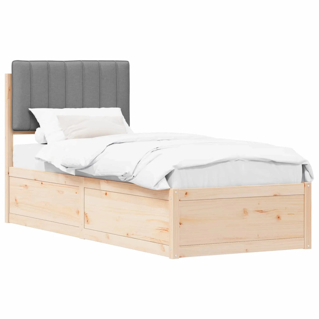 Letto con Testiera Rivestita Grigio chiaro 75 x 190 cm