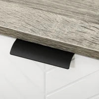 Buffet basso mobile da archiviazione 2 armadi 4 porte motivo spina di pesce ripiani regolabili 120 x 35 x 77,4 cm bianco e grigio