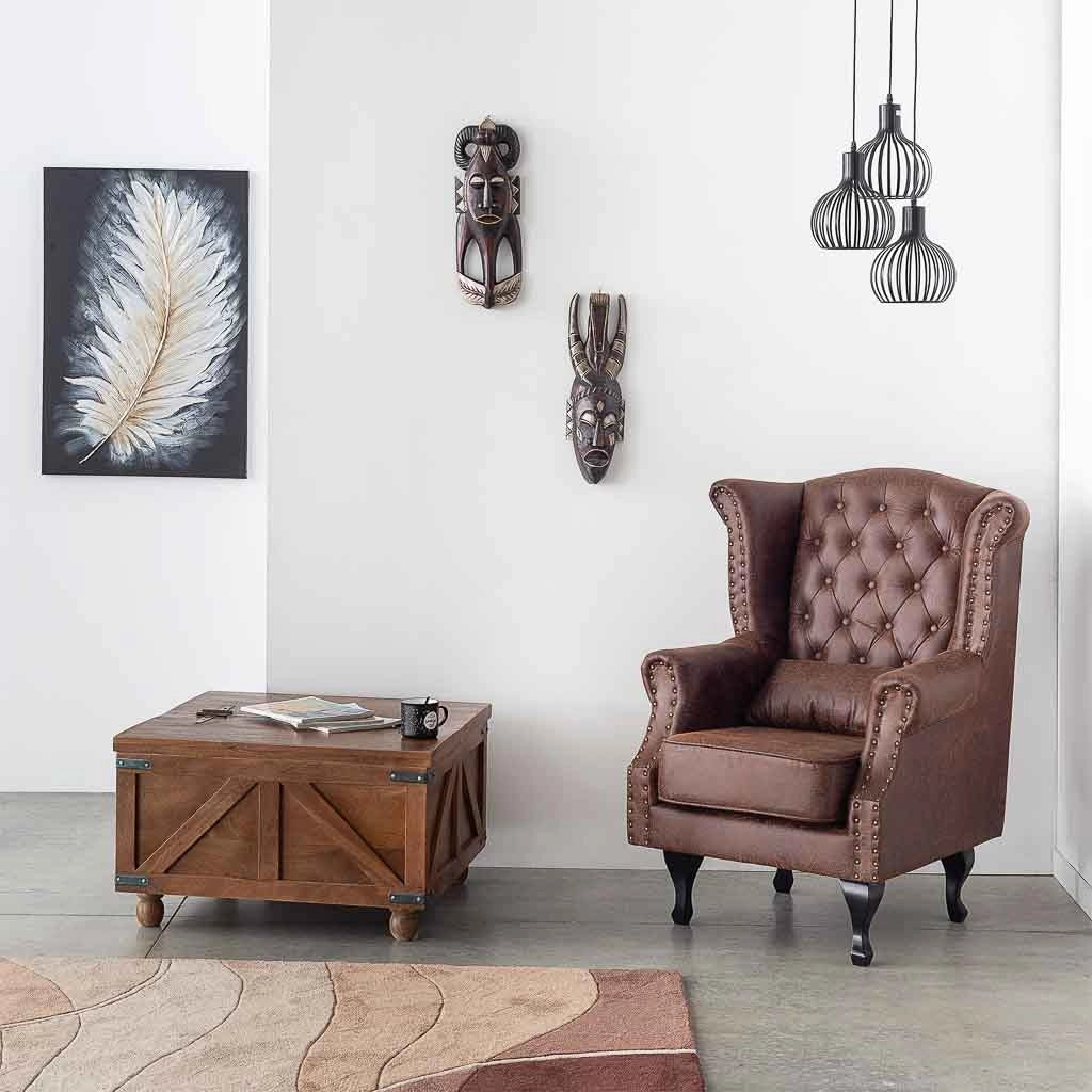 Tavolino cassaSgabello in legno marrone 76x76x45h
