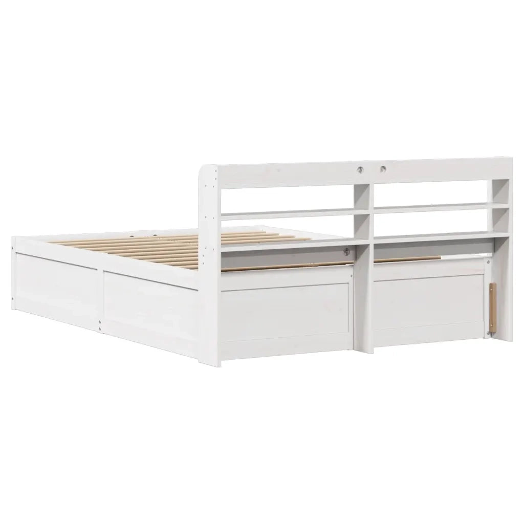 Giroletto con Testiera-Struttura Letto con testiera Bianco 150x200 cm Legno Massello di Pino 442078