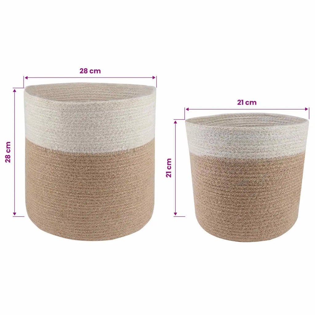 Set di Vasi per Piante 2 pcs Naturale e Bianco Ø 28 x 28 cm 42012245