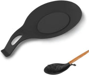 Lettiera a doppia imboccatura in silicone per cucchiaio, multifunzionale, per cucchiaio e cucchiaio di cottura per uso in cucina, a casa e in ristorante (nero)