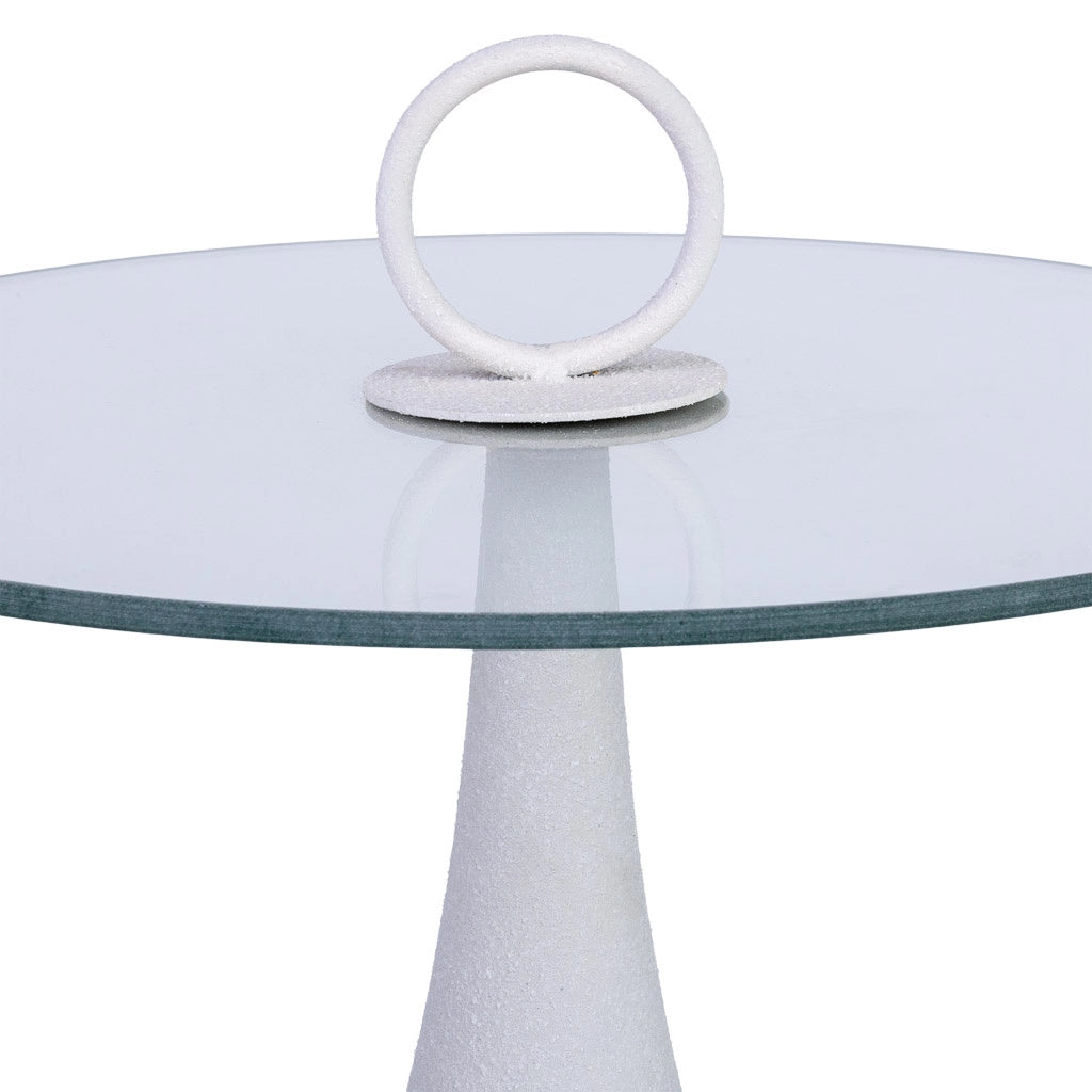 Tavolino in metallo e vetro 40x40x42,5/51h cm Bianco