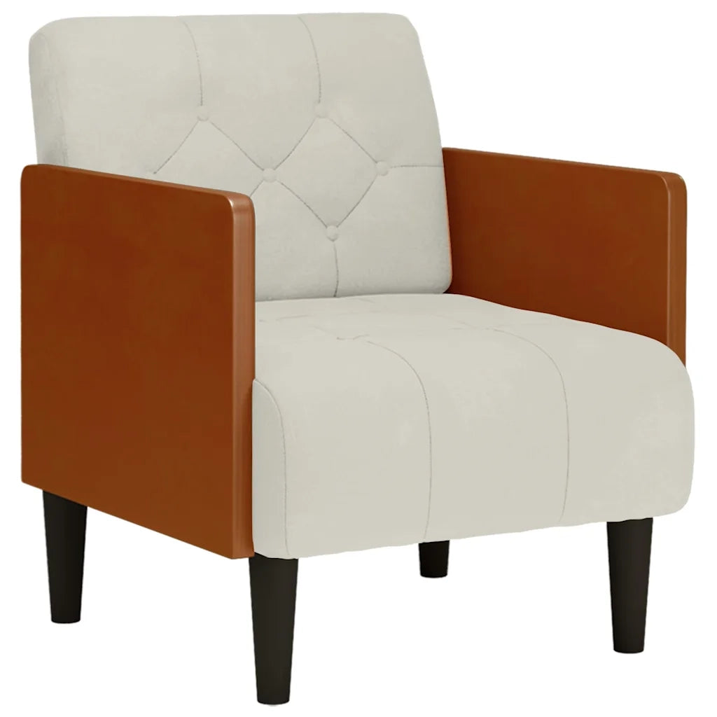 Divano Sedia con Braccioli Crema 55 cm in Velluto 4100599