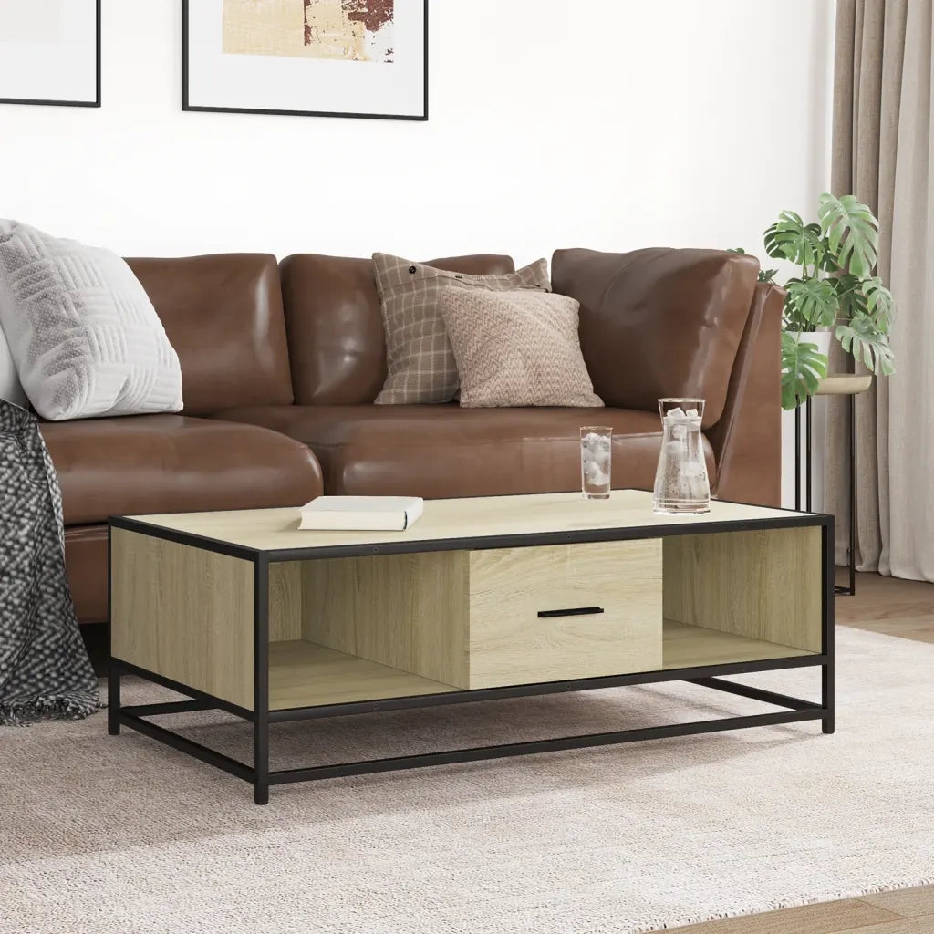 Tavolino da salotto | Tavolino da caff¨¨ | Tavolino da Soggiorno Rovere Sonoma 100x57x35 cm Legno Multistrato Metallo