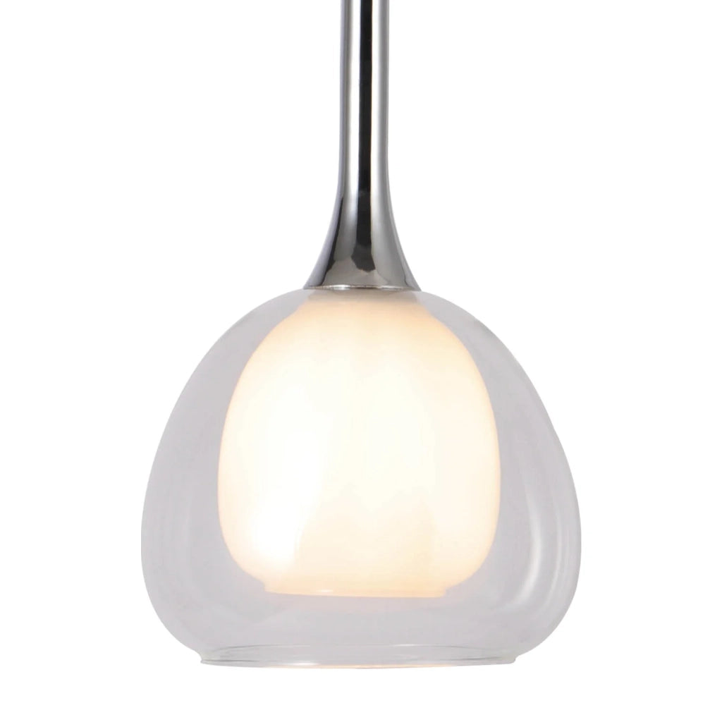 LÚZETE - SOSPENSIONE 1 LUCE CRISTALLO ESTERNO TRASPARENTE INTERNO BIANCO Ø16,5 NOLINA