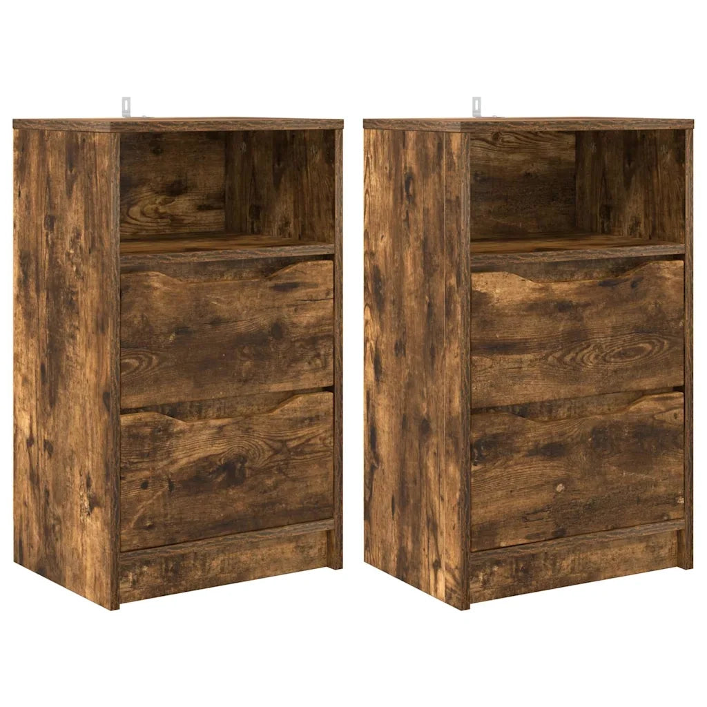 Comodini 2 pz-Set di 2 Tavolino da notte Rovere fum¨¦ 40 x 30 x 467 cm Legno multistrato