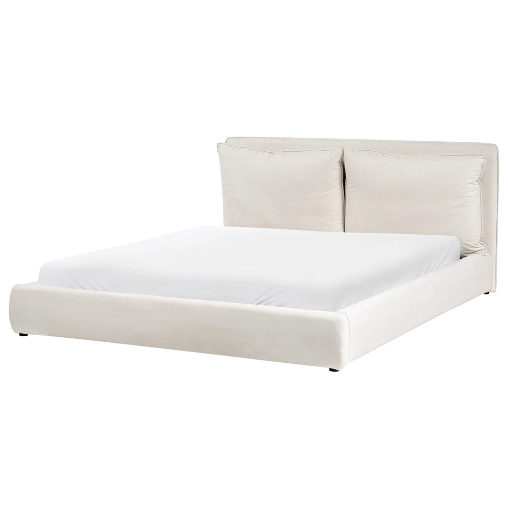 Letto matrimoniale ad acqua tessuto bouclè tortora 180 x 200 cm camera da letto moderna