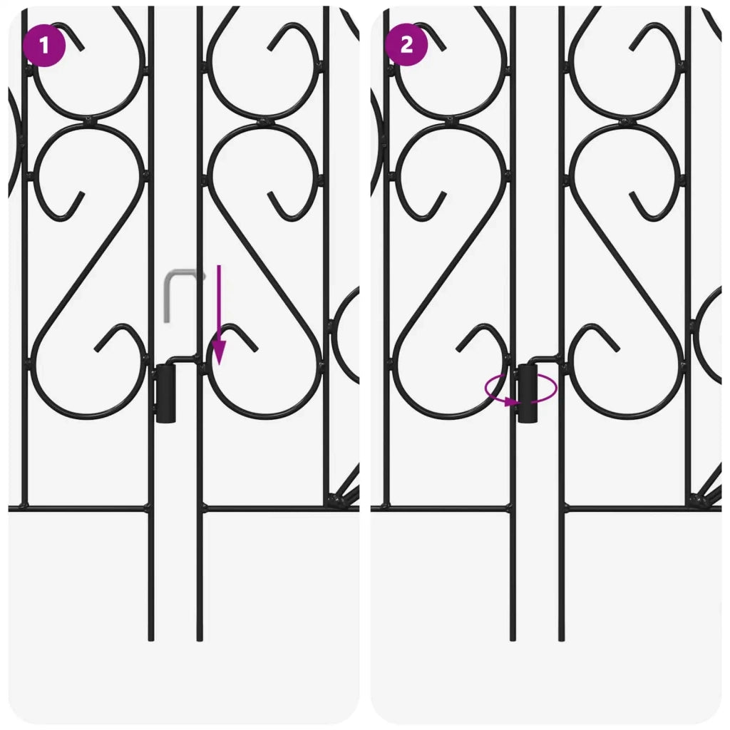 Recinzione per Giardino 5 pcs Nero Acciaio
