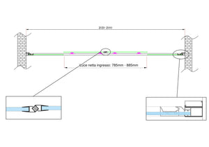 Porta doccia vetro 6 mm con apertura centrale a 4 ante per installazione in nicchia Altezza 190 cm 203-208 REGOLABILE