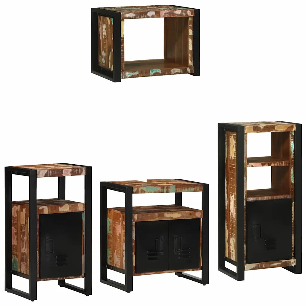 Set di mobili per il bagno 4 pcs Legno Recuperato Massello