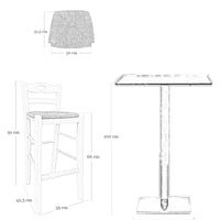 Sgabello in legno con manico nello schienale h66 noce scuro seduta in paglia